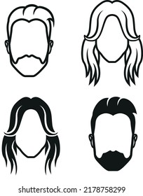 Vector minimal logo icon of man and woman, man head  woman head - front 