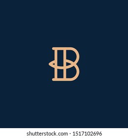 Vector minimal luxury letter B. Golden letter isolated on dark background for beauty industry, florist, personal brand, jewelry store logo