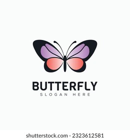 Vector minimal modern abstract butterfly logo template isolated