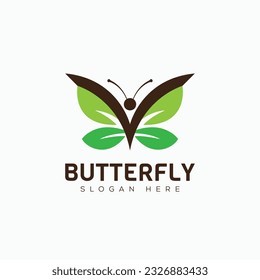 Vector minimal modern abstract butterfly logo template isolated