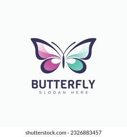 Vector minimal modern abstract butterfly logo template isolated