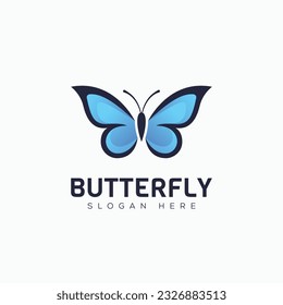 Vector minimal modern abstract butterfly logo template isolated