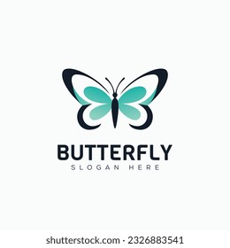 Vector minimal modern abstract butterfly logo template isolated