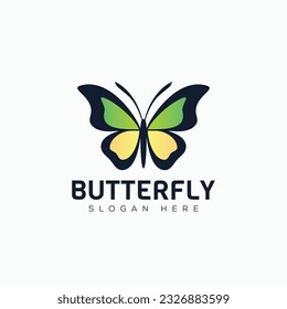 Vector minimal modern abstract butterfly logo template isolated