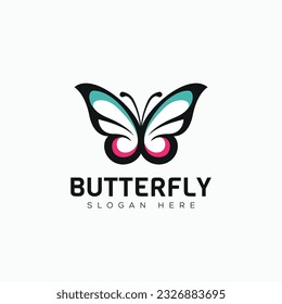 Vector minimal modern abstract butterfly logo template isolated