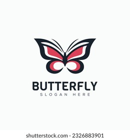 Vector minimal modern abstract butterfly logo template isolated