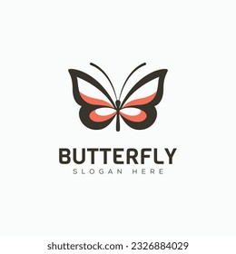 Vector minimal modern abstract butterfly logo template isolated