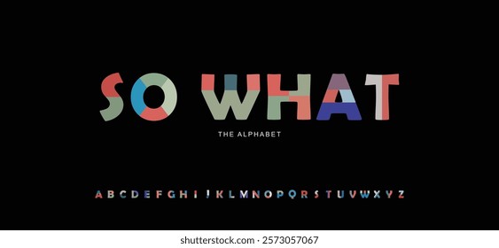 Vector Minimal Modern Digital Color Block Textured Fonts And Alphabet