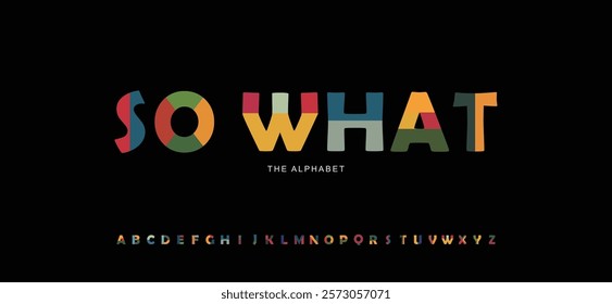 Vector Minimal Modern Digital Color Block Textured Fonts And Alphabet