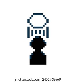 Vector minimal pixel art cartoon depressed sad feeling alone mood concept. Pixel art,vector,depress,unhappy,tried,sad concept idea.