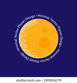 Vector minimal planet design. Blue background planet template.