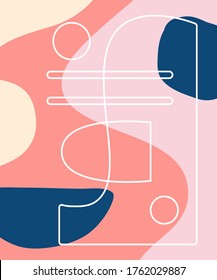 Vector minimal poster, cover background with abstract geometric contemporary collage. Trendy colorful template design. Business identity flyers, stories, banners, greeting cards, branding, invitations