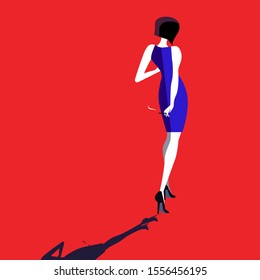 Vector minimal poster in flat style. Beautiful woman fashion concept.