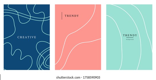 Vector minimal posters set, cover background with abstract geometric contemporary collage. Trendy colorful template design. Business identity flyers, stories, banners, branding, invitations cards.