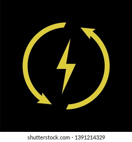 Vector minimal recharging icon on black background