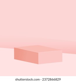 Vector minimal red podium and scene with 3d render in abstract abackground composition.