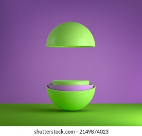 Vector minimal scene with 3d podium on the green-vilet background. 3d render. Trendy  banners for social media , promotion, cosmetic product show. 
