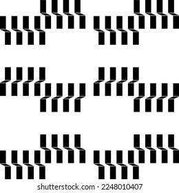 Vector minimal seamless pattern in black and white, inspired by piano black key, optical pattern. Isolated black shape on white background.