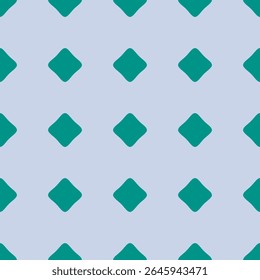 Vector minimal seamless pattern. Cute blue and turquoise color geometric background. Simple abstract texture with rounded rhombuses, polka dots, grid. Repeating design for decor, textile, packaging