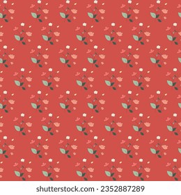 Vector minimal seamless pattern with flower