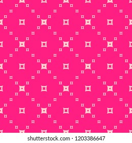 Vector minimal seamless pattern. Simple geometric texture with small outline squares in diagonal grid. Abstract repeat minimalist background. Pink and magenta colors. Cute design for decor, prints