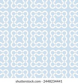 Vector minimal seamless pattern with wavy shapes, curved lines, groovy elements. Simple light blue geometric texture. Endless abstract graphic background. Subtle repeated design for decor, wallpapers