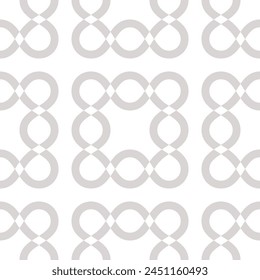 Vector minimal seamless pattern with wavy shapes, curved lines, groovy elements. Simple gray and white geometric texture. Endless abstract graphic background. Repeatable geo design for decor, print