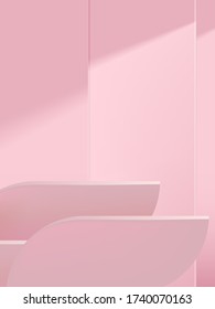 Vector Minimal Studio Shot Geometric Background for Product Display, Monochrome Light Pink.