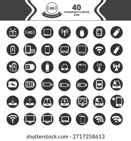 Vector de tecnología mínima e iconset de dispositivos