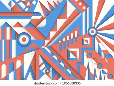 vector minimal three color neo geometric paper cut style background