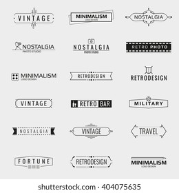 Vector minimal vintage logo templates. Logo travel, emblem company logo bar, brand logo photo studio illustration