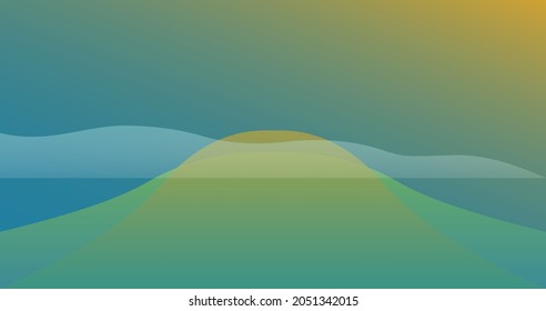 Vector Minimalis sunrise Mountain Background. 