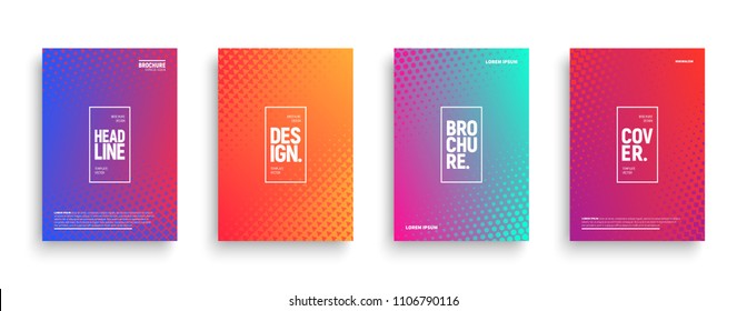 Vector Minimalism Brochure  Cover  Flyer Design Templates and Geometric Halftone Texture   Vibrant Gradients  Conceptual Minimal Abstract Background