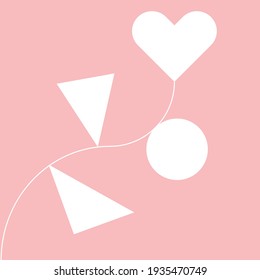 Un vector de minimalismo de flor hecho con forma lineal, geométrica y amorosa sobre fondo rosa.