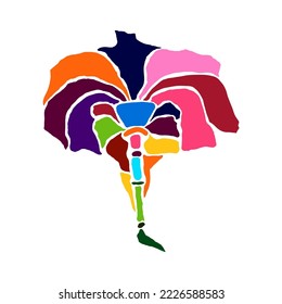 Vector Minimalism Floral Illustartion. Hand Drawn Flower. Otomi style mexican colours.