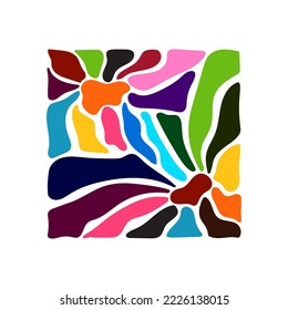 Vector Minimalism Floral Illustartion. Two Bright Hand Drawn Flowers. Otomi style mexican colours.