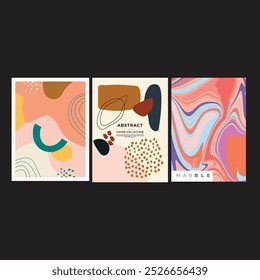 Vector minimalism wall art botanical set of earth stone boho foliage line art drawing with geometric shape illustration background,Design Element,Abstract Backgrounds