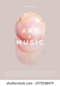 Vector Minimalist Abstract Marble, Ball, Sphere or Planet Poster, Book Cover or Advertisement Background. Pink and Beige.