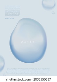 Afiche de gotas de agua de vectores minimalistas, portada de libros o fondo publicitario. Azul claro.
