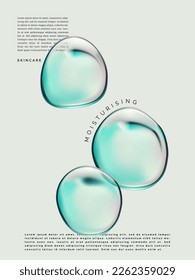 Vector Minimalist Abstract Water Drops Poster, Book Cover or Advertisement Background. Light Blue.	