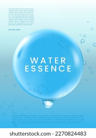 Vector Minimalist Abstract Water Drops Poster, Book Cover or Advertisement Background. Light Blue.