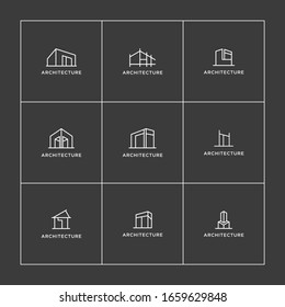 vector minimalist architecture set icons