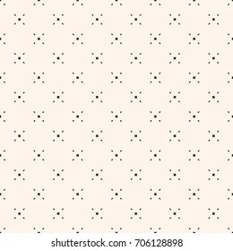 Vector minimalist background. Simple geometric seamless pattern with tiny diamond shapes, rhombuses, crosses. Subtle abstract texture. Delicate design for decor, prints, fabric, textile, cloth, paper