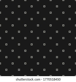Vector minimalist background. Subtle geometric seamless pattern with tiny floral shapes, small crosses. Simple abstract minimal black and white texture. Dark monochrome design for decor, fabric, web