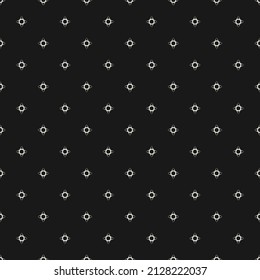 Vector minimalist background. Subtle monochrome geometric seamless pattern with tiny floral shapes, small diamonds. Simple abstract minimal black and white texture. Delicate dark repeat modern design