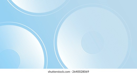 Vector minimalist banner background, pastel colorful, blue and white gradations. Circle effect style geometric abstract modern simple