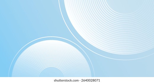 Vector minimalist banner background, pastel colorful, blue and white gradations. Circle effect style geometric abstract modern simple illustration