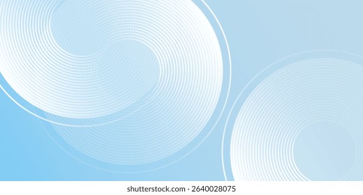 Vector minimalist banner background, pastel colorful, blue and white gradations. Circle effect style geometric abstract modern