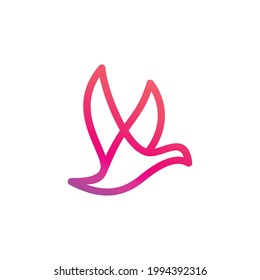 vector minimalist birds flying with style line art . Abstract emblem, design concept, logo, logotype element, template.