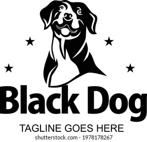 Vector minimalist black dog logo isolated on white background